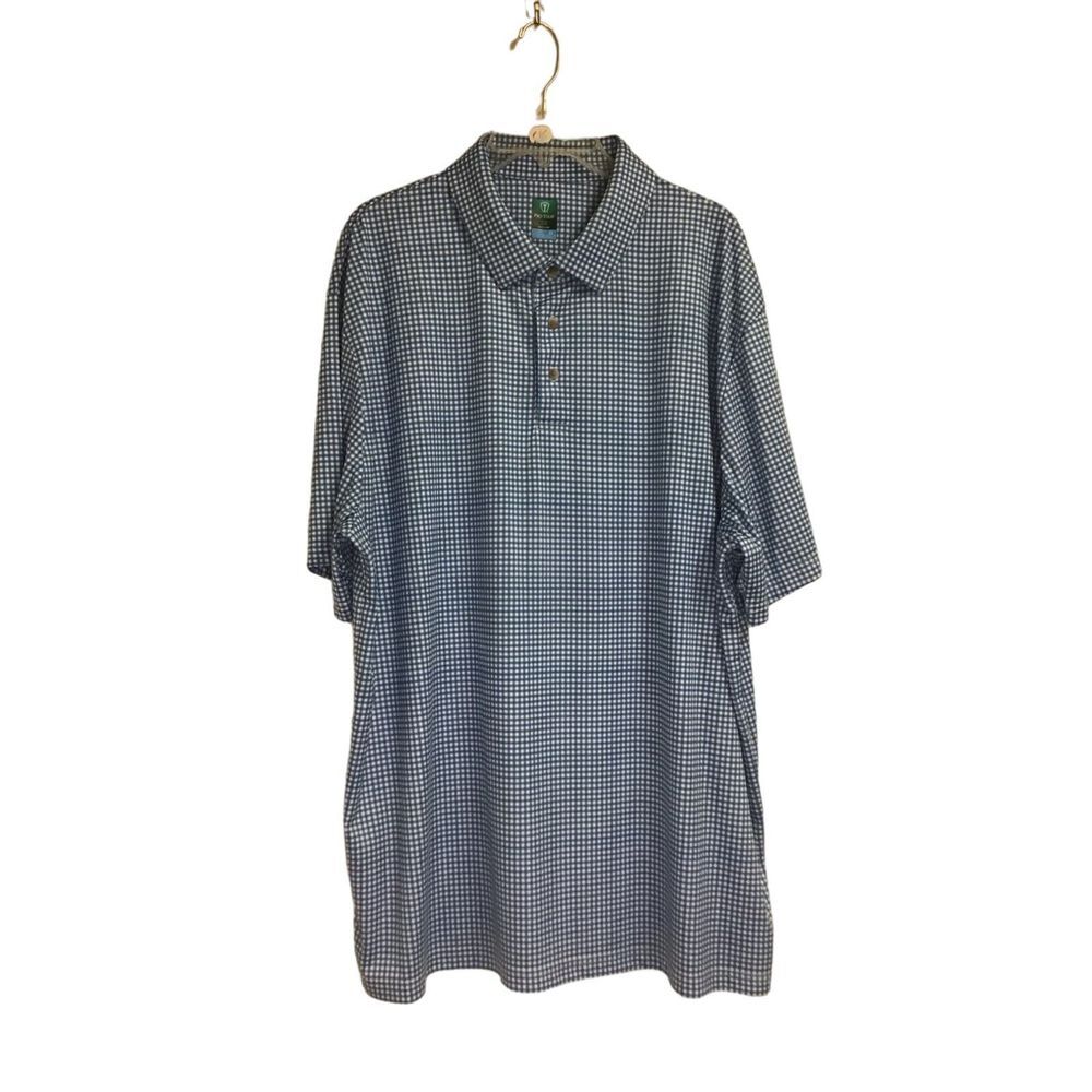 Pro Tour Blue White Check Polo Collared Golf Shirt Short Sleeve Men's Size 2XL‎